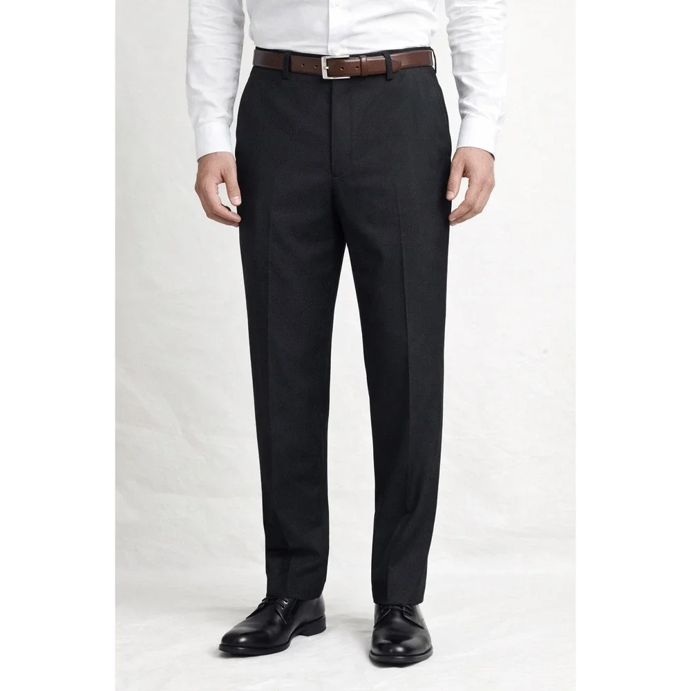 Claiborne Mens Black Textured Dress Pants Flat Front Straight Leg‎ 34x34 WPL 386